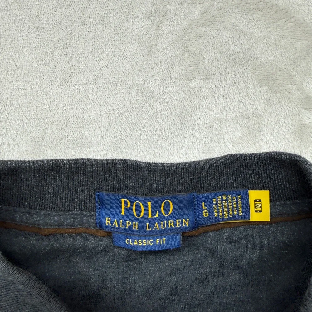 Polo Ralph Lauren Classic Fit Long Sleeve Polo Shirt Mens Large Gray Performance